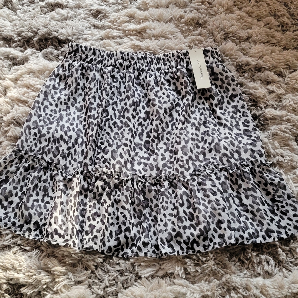 NWT Leopard Ruffle Skirt